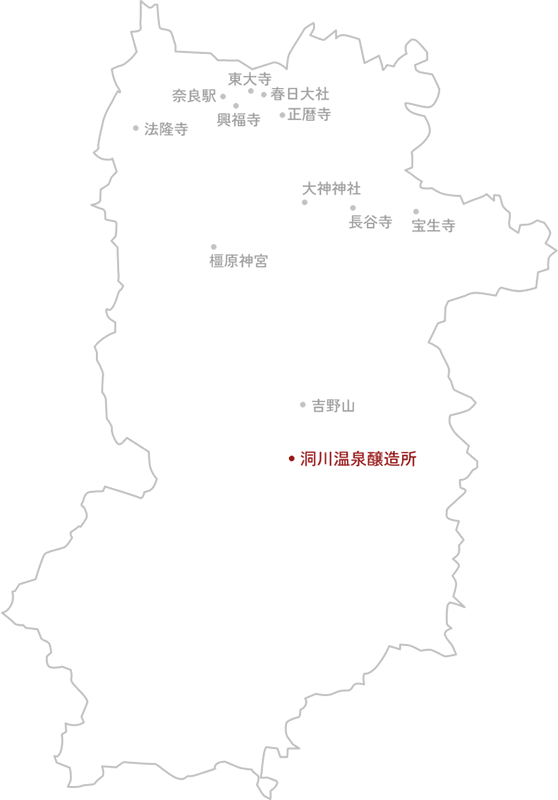 洞川温泉醸造所の位置を示す地図
