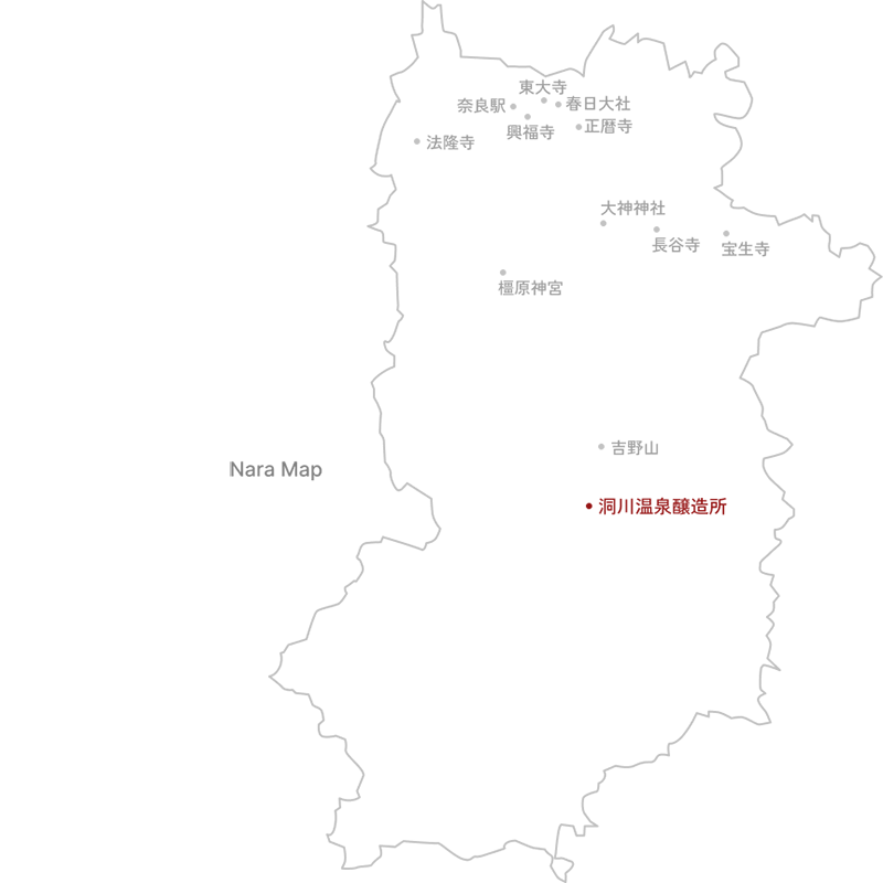洞川温泉醸造所の位置を示す地図